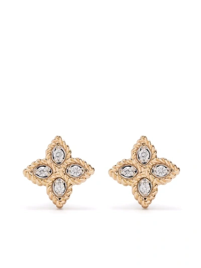 Roberto Coin 18kt Rose Gold Princess Flower Diamond Earrings In Rosa