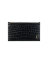SAINT LAURENT TINY EMBOSSED LEATHER POUCH,400014077023