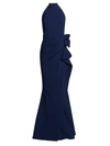 Chiara Boni La Petite Robe Gudrum Halter Ruffle Gown In Blue Notte