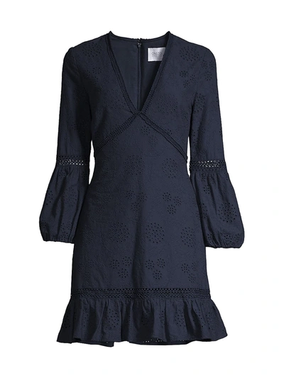 One33 Social Cotton Eyelet V-neck Dress In Navy | ModeSens
