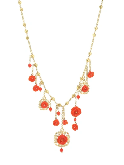Dolce & Gabbana 18k Yellow Gold Coral Rose Necklace