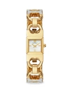 TORY BURCH THE GEMINI DOUBLE T-LINK TWO-HAND TWO-TONE STAINLESS STEEL WATCH,400014317753