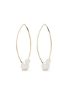 Mizuki 14kt Yellow Gold Medium Double Pearl Open Marquis Earrings