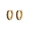 Scream Pretty Gold Huggie Earrings With Black Stones In Huggie