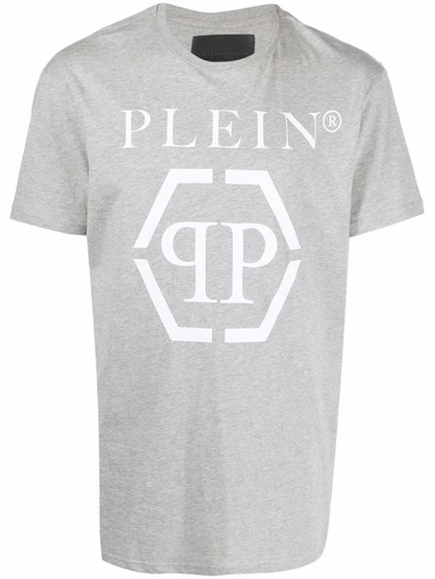 Philipp Plein Hexagon Logo-print Cotton T-shirt In Grey