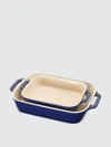 Staub 2-piece Rectangular Baking Dish Set In Dark Blue