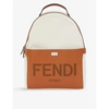 FENDI ROMA ZIPPED CANVAS AND LEATHER BACKPACK,R03742368