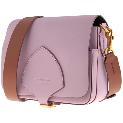 Burberry The Square Satchel Leather Bag In Pale Lavender