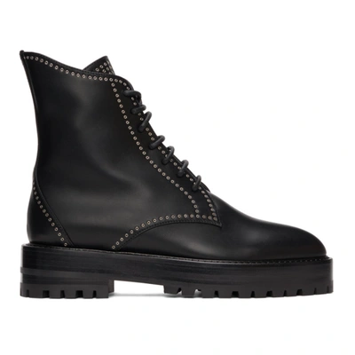 Alaïa Grommet Studded Lace-up Combat Boots In Black