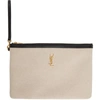 SAINT LAURENT BEIGE & BLACK MONOGRAM DOCUMENT POUCH