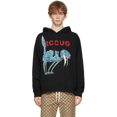 Gucci X Freya Hartas Animal-print Hooded Sweatshirt In Black