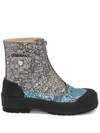 JW ANDERSON DUCK GLITTER ANKLE BOOTS