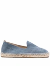 Manebi Hamptons Contrast-stitch Suede Espadrilles In #add8e6