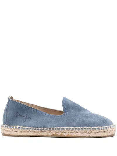 Manebi Hamptons Contrast-stitch Suede Espadrilles In Blue