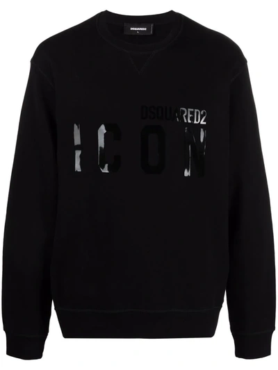Dsquared2 Logo-print Crew Neck Sweatshirt In Black