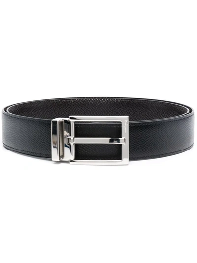 Ferragamo Rectangle Buckle Reversible Belt In Schwarz