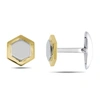 AMOUR AMOUR HEXAGONAL HALO CUFFLINKS IN TWO-TONE 14K WHITE & YELLOW GOLD