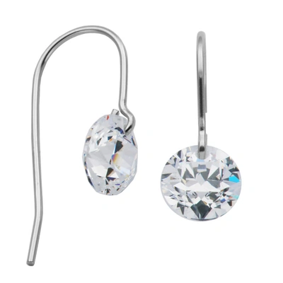 Morgan & Paige Platinum Plated Streling Silver Floating Diamondlite Cz Earrings In Silver Tone,white