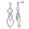 MORGAN & PAIGE RHODIUM PLATED BRONZE CUBIC ZIRCONIA CHANDELIER TRIANGLE ENTWINED DROP EARRINGS