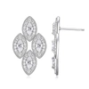 MORGAN & PAIGE RHODIUM PLATED STERLING SILVER MARQUIS & ENCRUSTED HALO CZ EARRINGS