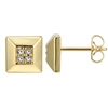 MORGAN & PAIGE 14K GOLD PLATED BRONZE MODERN PICTURE FRAME CRYSTAL STUD EARRINGS