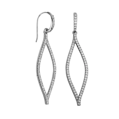 Morgan & Paige Rhodium Plated Sterling Silver Open Marquis Diamondlite Cz Drop Earrings In Silver Tone,white