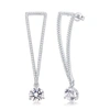 MORGAN & PAIGE RHODIUM PLATED STERLING SILVER CUBIC ZIRCONIA DROP EARRING