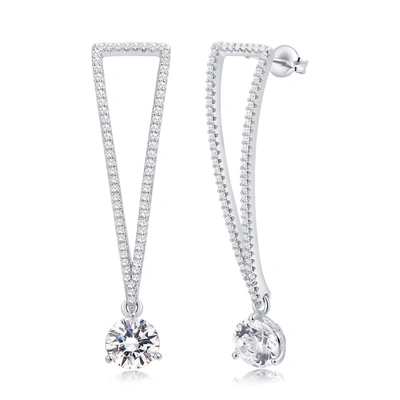 Morgan & Paige Rhodium Plated Sterling Silver Cubic Zirconia Drop Earring In Silver Tone,white