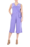 Nina Leonard Surplice Wrap Cropped Jumpsuit In Lilac