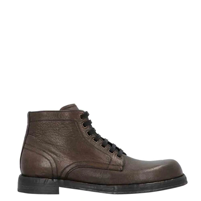 Pre-owned Dolce & Gabbana Dark Brown Horsehide Boots Size Eu 44