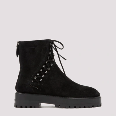 Alaïa Suede Side Lace-up Ankle Booties In Noir