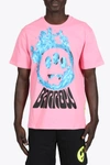 BARROW PINK COTTON T-SHIRT WITH FLAME SMILE,029141 JERSEY T-SHIRT UNISEX 045