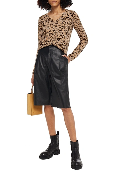 Atm Anthony Thomas Melillo Leopard-print Cotton And Cashmere-blend Sweater In Camel/black