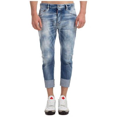 Dsquared2 Sailor Cropped Distressed Jeans In Light Blue