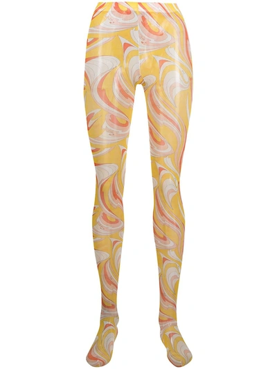 Pucci Archival Print Tights In Yellow