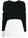 ALEXANDER WANG T LADIES MULTICOLOR BI-LAYER OXFORD PULLOVER