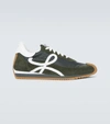 Loewe Flow Runner Suede-trimmed Sneakers In Forest Green