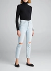 Re/done 90s High-rise Ankle Crop Jeans In Destroyed Icy