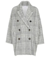 BRUNELLO CUCINELLI 格纹羊毛和马海毛混纺大衣,P00572441