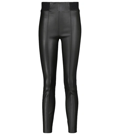 Brunello Cucinelli High-waisted Leather Leggings In Black