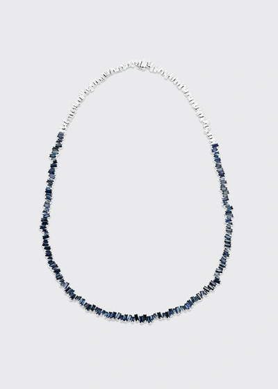 Suzanne Kalan 18k White Gold Blue Sapphire Tennis Necklace In White/gold
