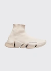 Balenciaga Women's Speed 2.0 Knit High Top Sock Sneakers In Beige