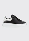 Alexander Mcqueen Leather Exaggerated-sole Sneakers In Black/white