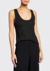 Vince Variegated Scoop-neck Tank Top In Black