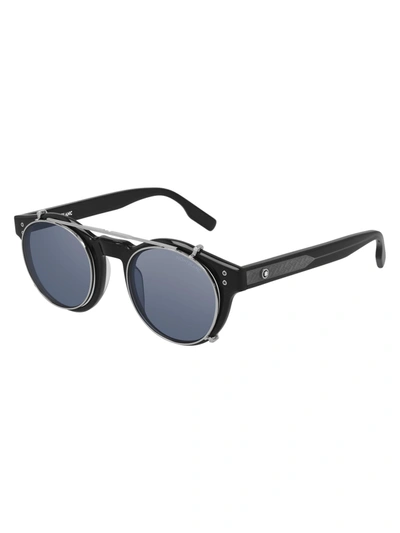 Montblanc Mb0123s Sunglasses In Black Black Blue