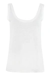 Vince Linen Scoop-neck Tank In White