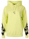 Givenchy Flame Print Hooded Sweatshirt Acid Yellow