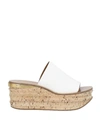 Chloé 'camille' Cork Wedge Leather Slide Sandals In White