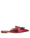 Alberta Ferretti Mia Metallic-leather Backless Loafers In Red