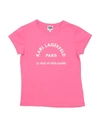 Karl Lagerfeld Kids' T-shirts In Fuchsia